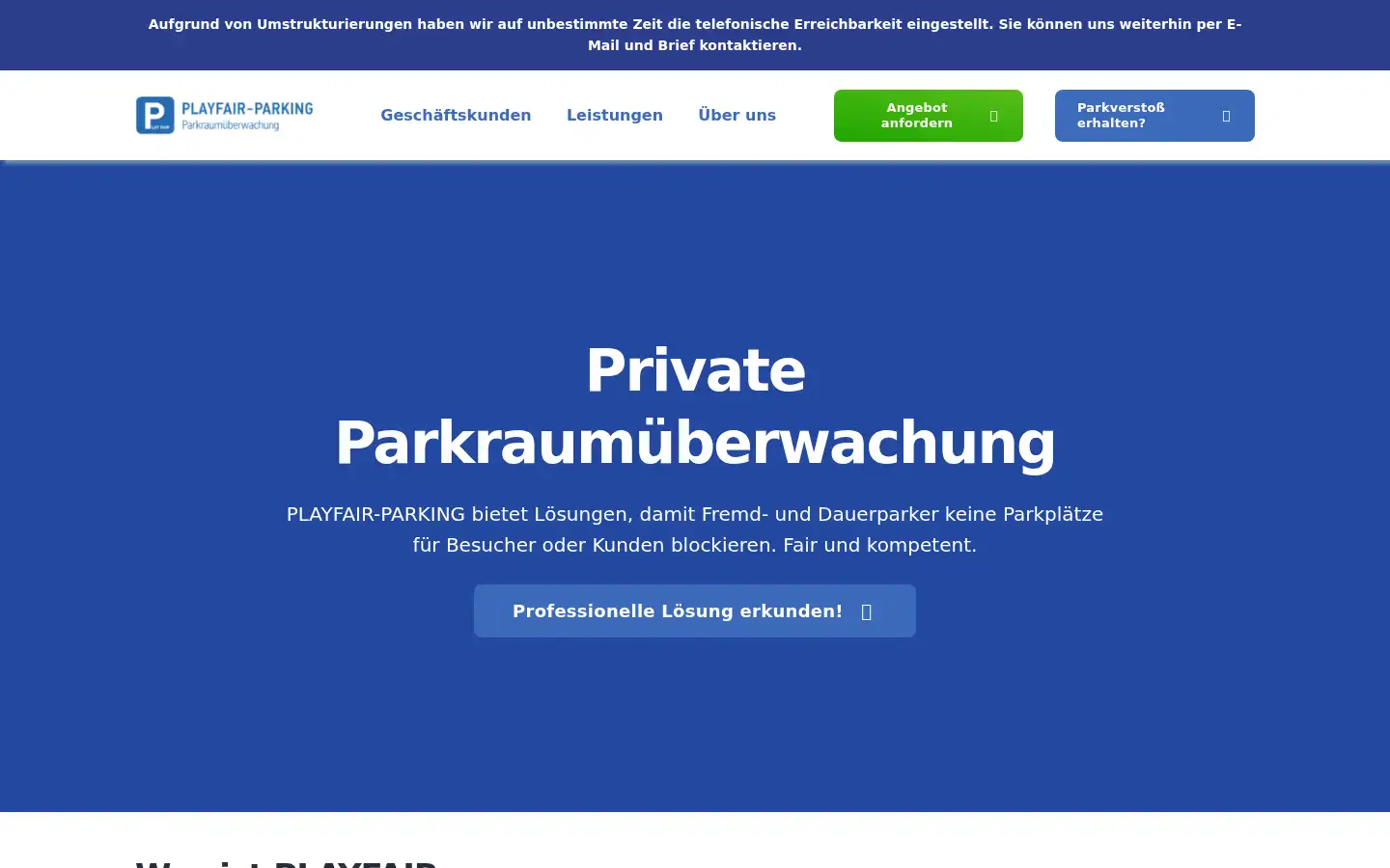 Screenshot of playfair-parking.de