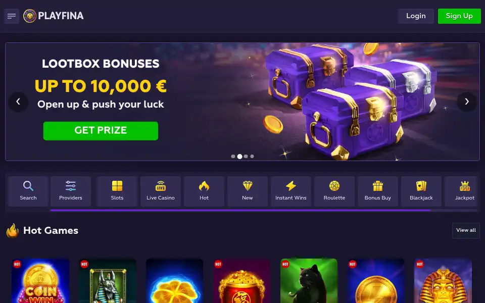 Screenshot of playfina.me