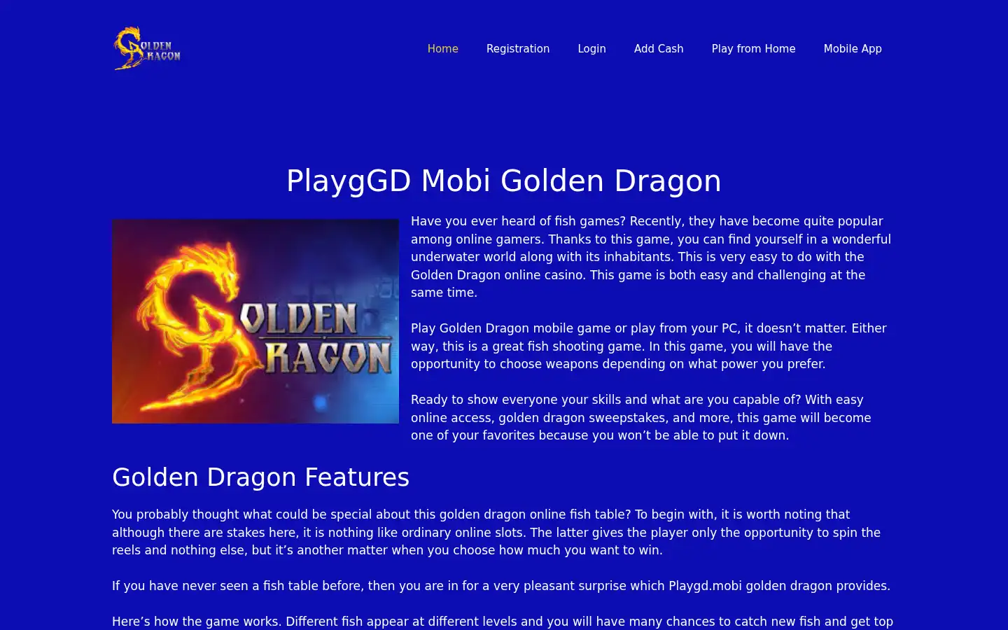 Screenshot of playgdmobigoldendragon.com