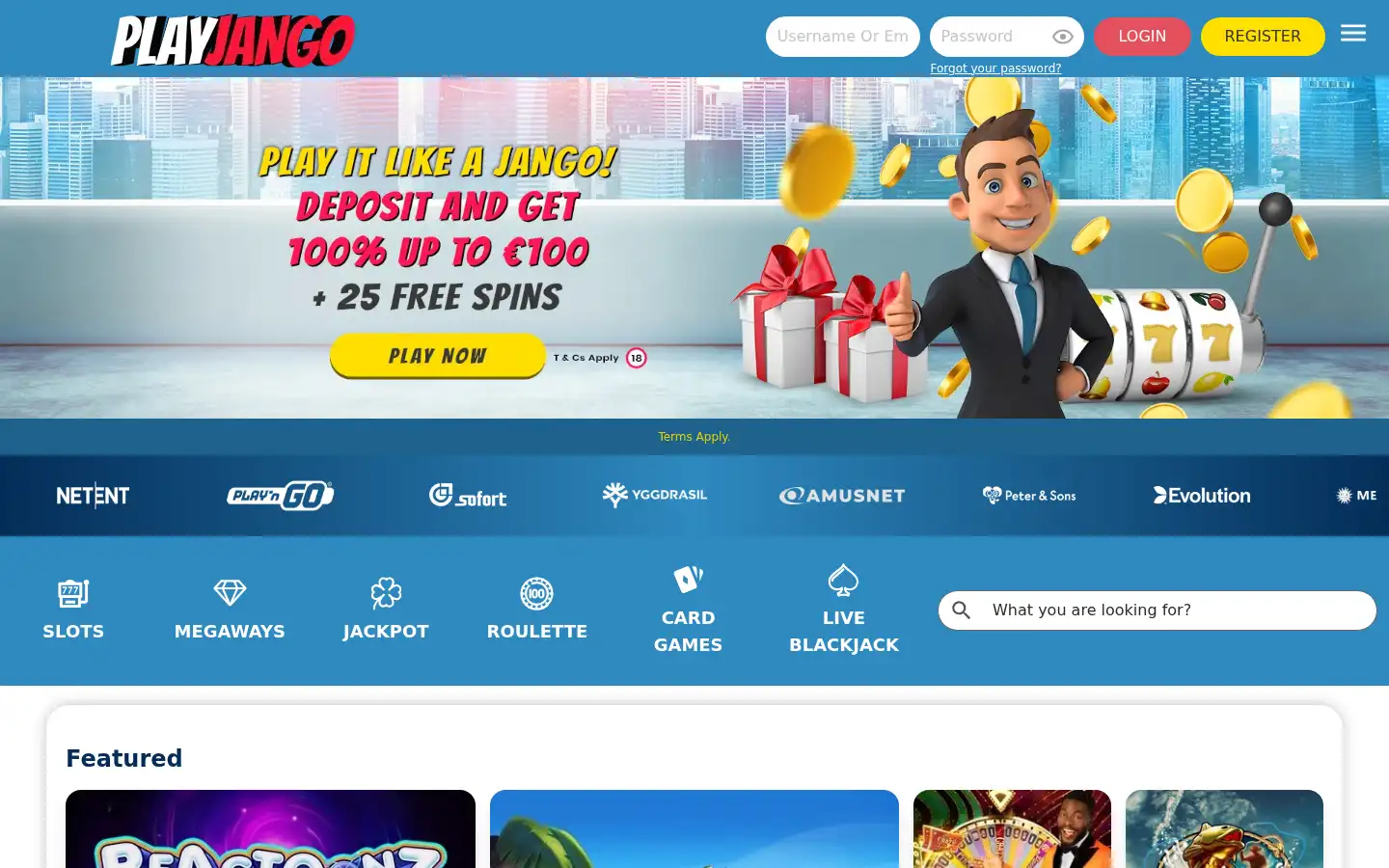 Screenshot of playjango.com