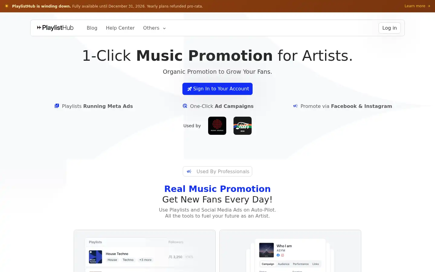 Screenshot of playlisthub.io