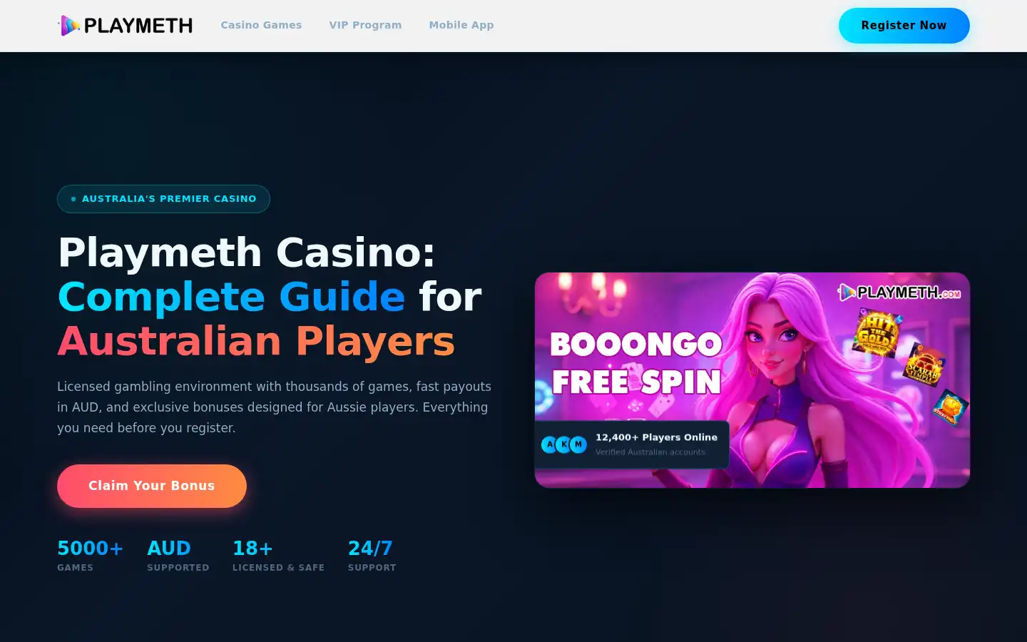 Screenshot of playmethaustralia.com