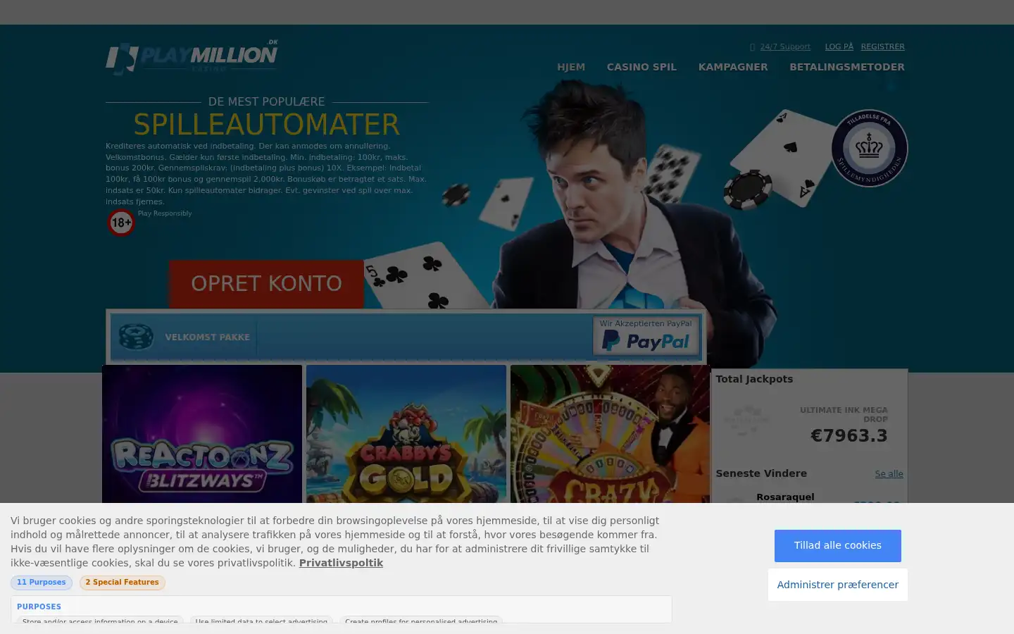 Screenshot of playmillion.dk