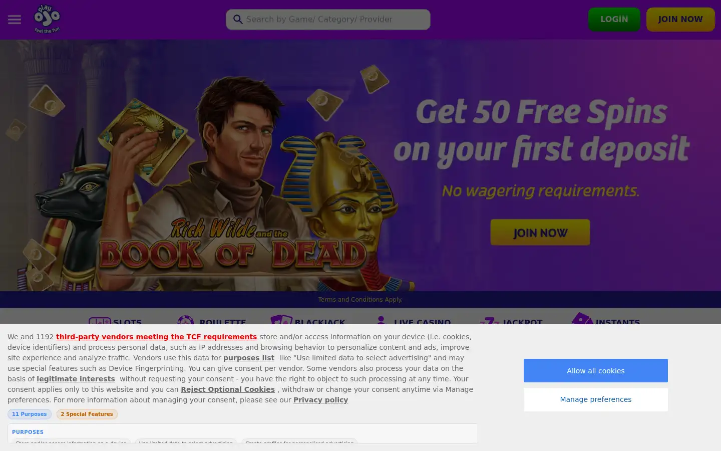 Screenshot of playojo.com