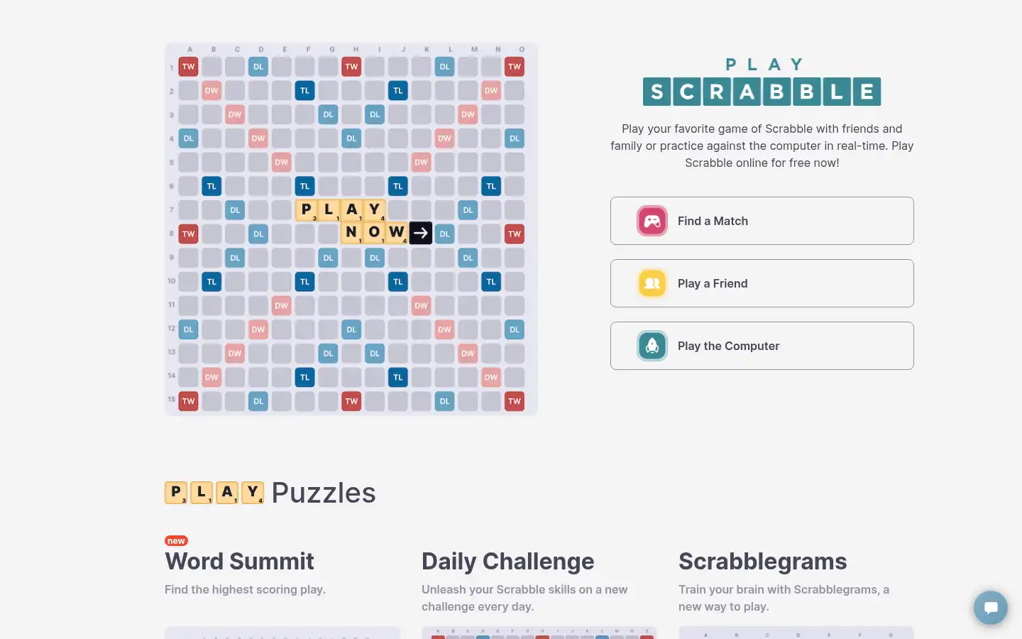 Screenshot of playscrabble.com