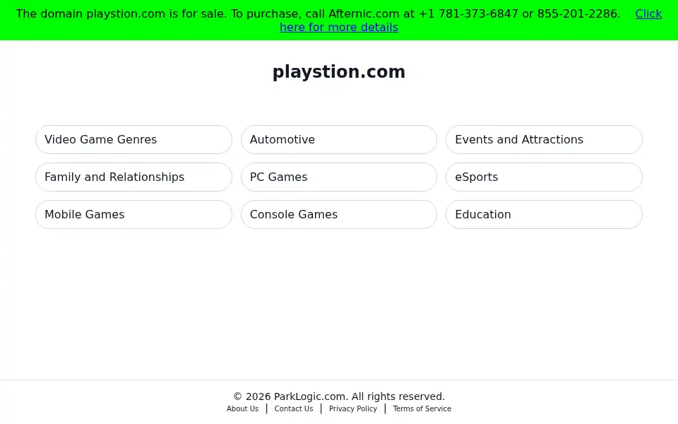 Screenshot of playstion.com