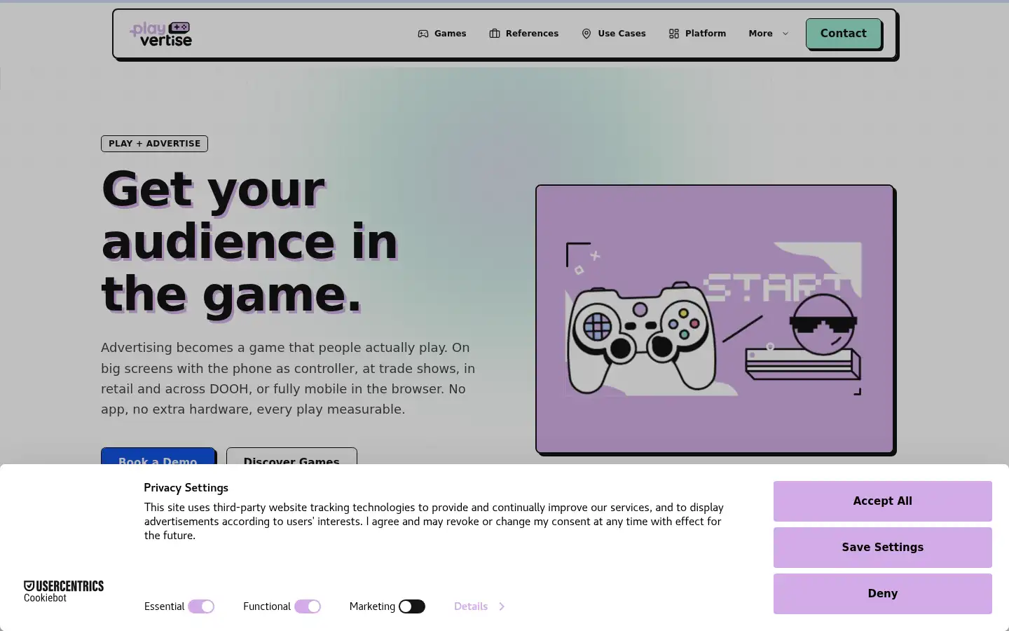 Screenshot of playvertise.io