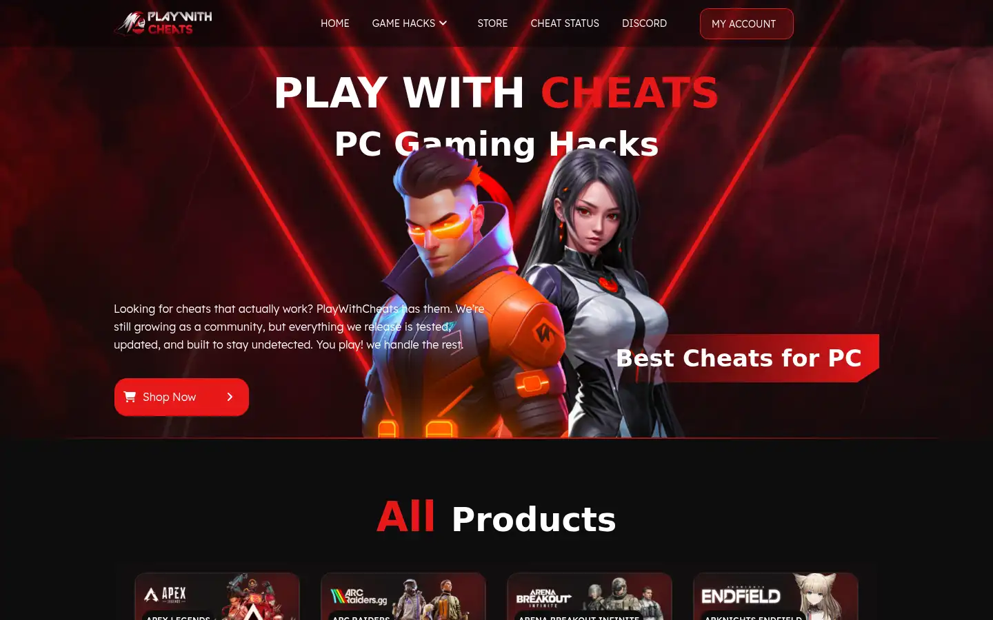 Screenshot of playwithcheats.com