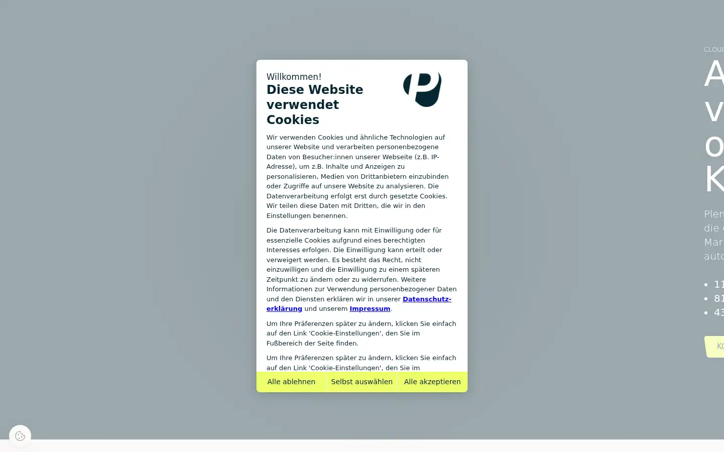 Screenshot of plentyone.de