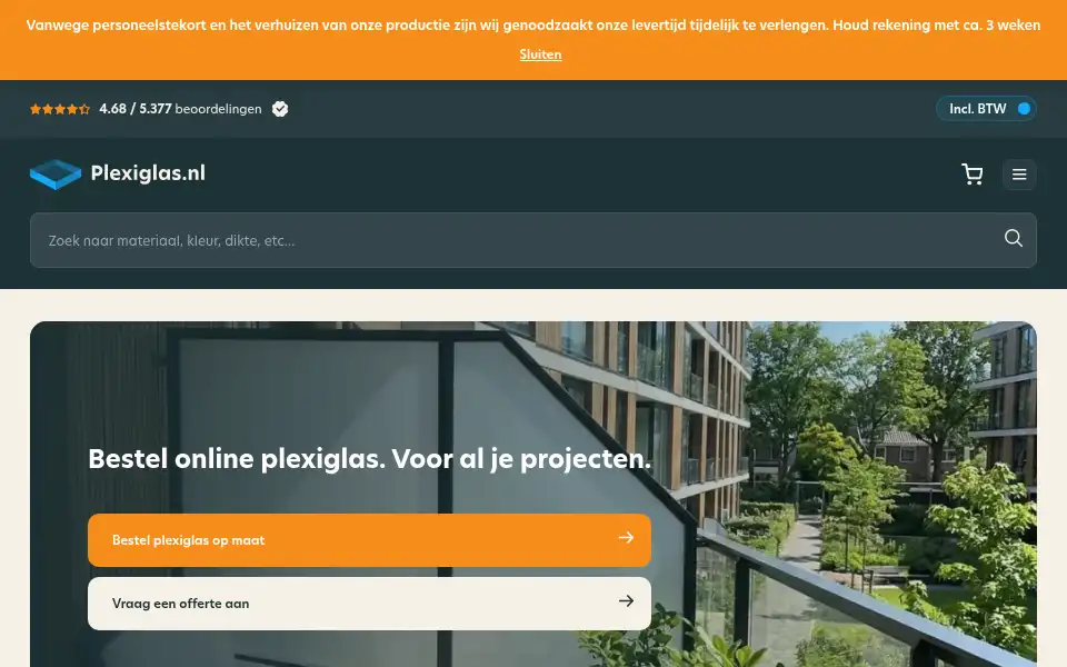 Screenshot of plexiglas.nl