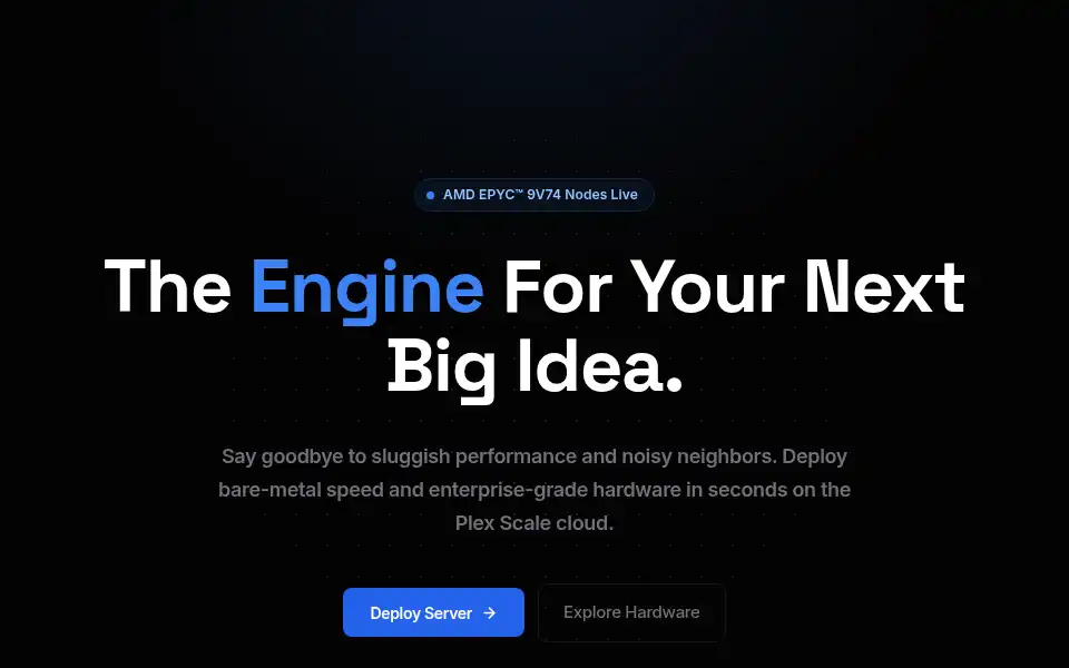 Screenshot of plexscale.com
