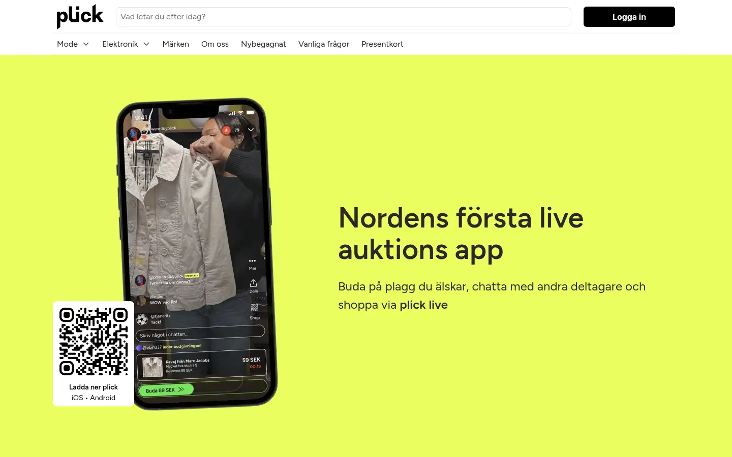 Screenshot of plick.se