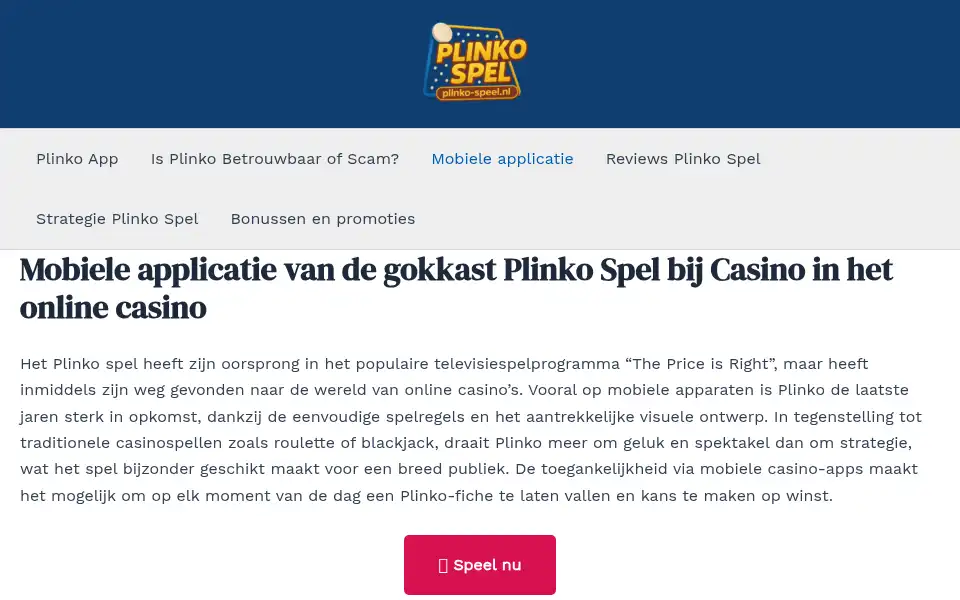 Screenshot of plinko-spel.nl