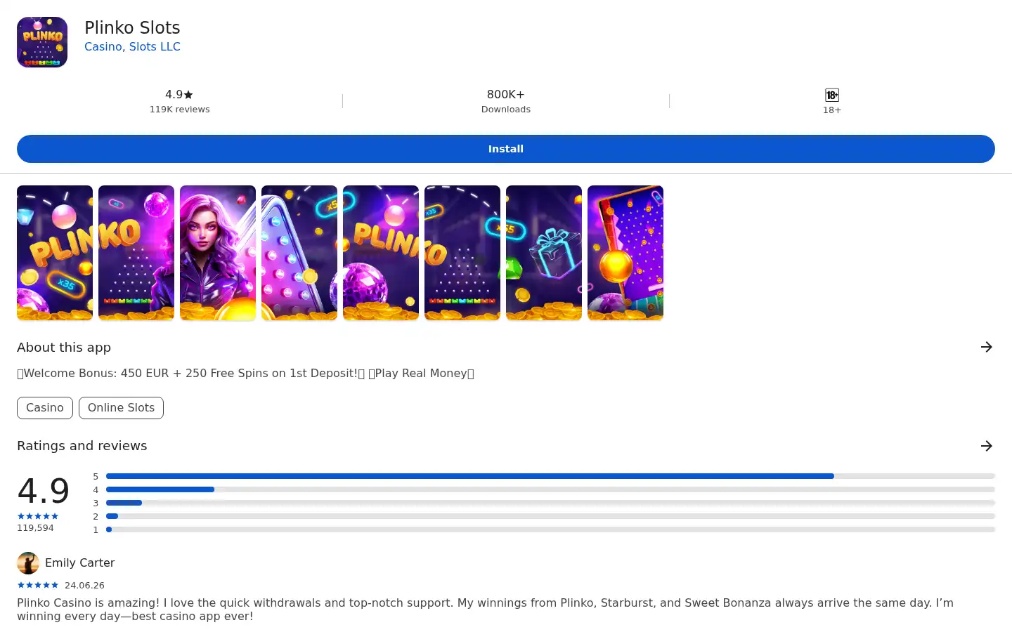Screenshot of plinkoswinnerslots.com