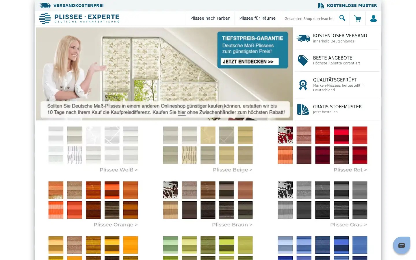 Screenshot of plissee-experte.de