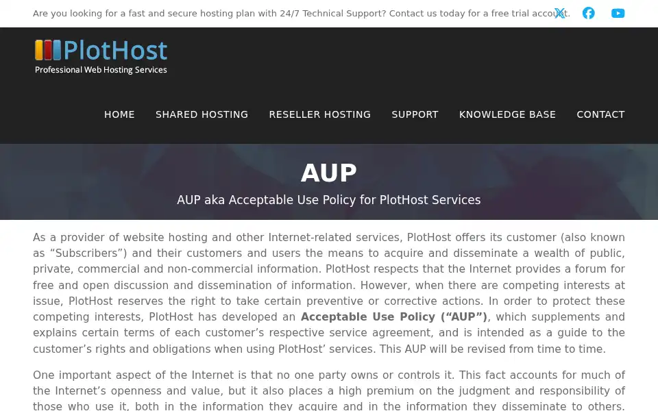 Screenshot of plothost.com