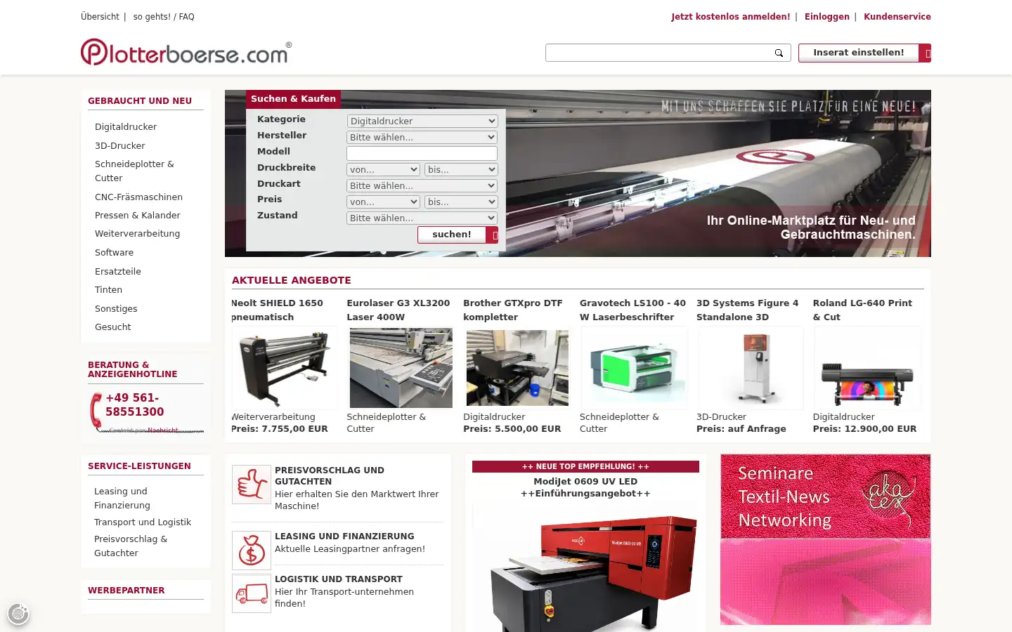 Screenshot of plotterboerse.com