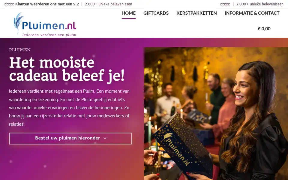 Screenshot of pluimen.nl