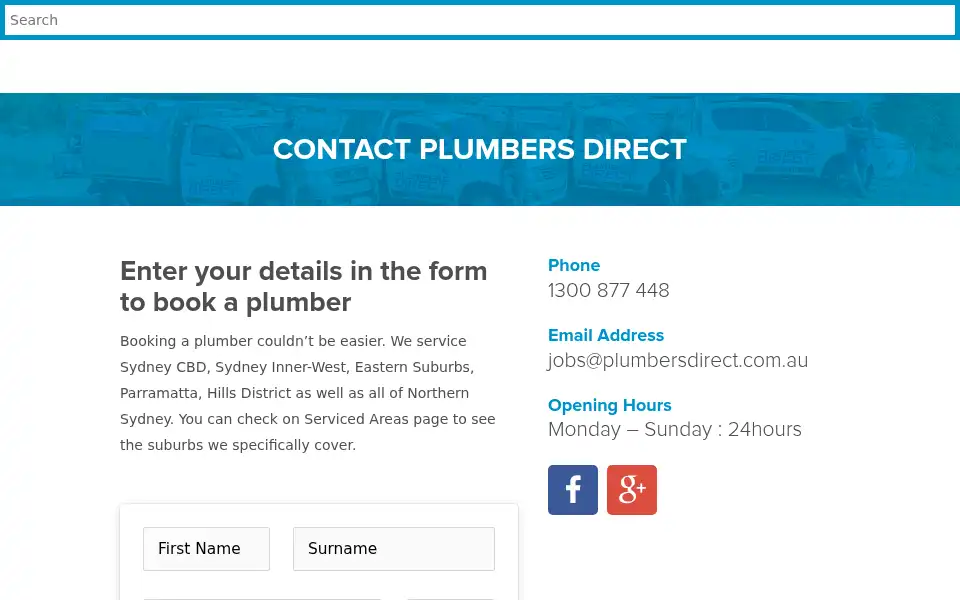 Screenshot of plumbersdirect.com.au