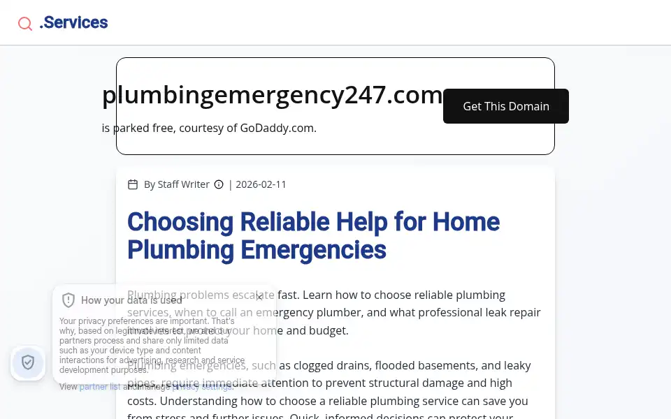 Screenshot of plumbingemergency247.com