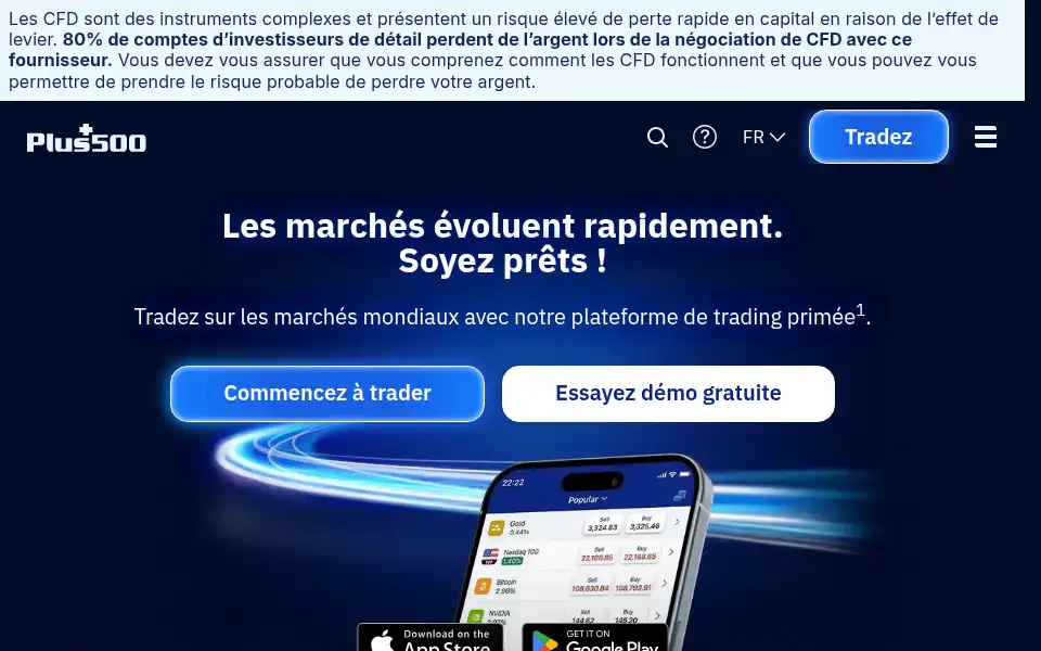 Screenshot of plus500.lu