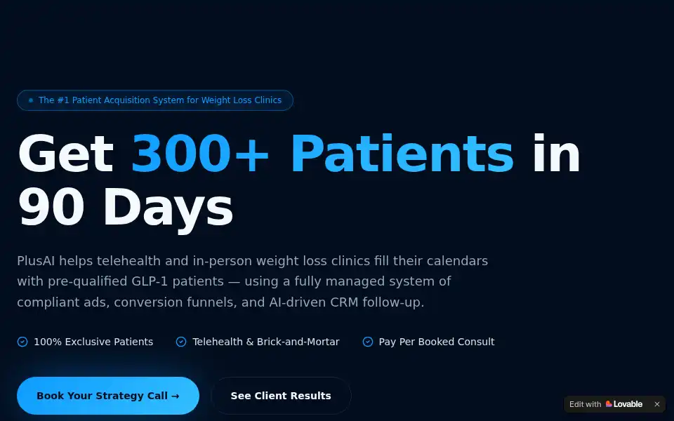 Screenshot of plusaiagency.com