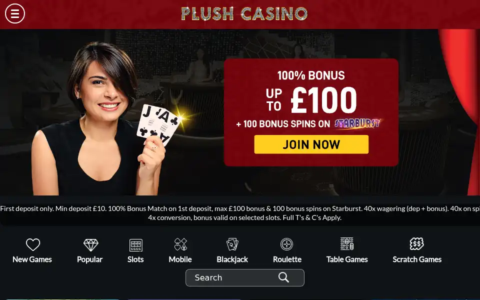 Screenshot of plushcasino.com