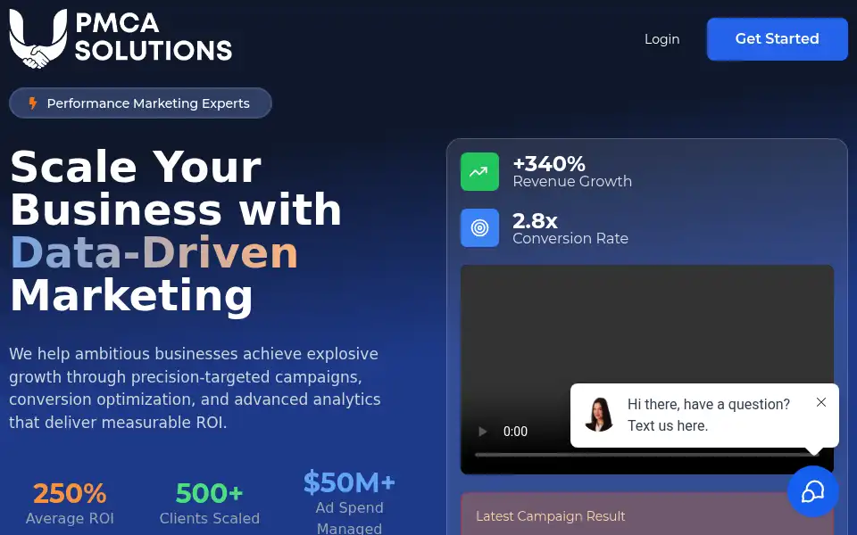 Screenshot of pmcasolutions.com