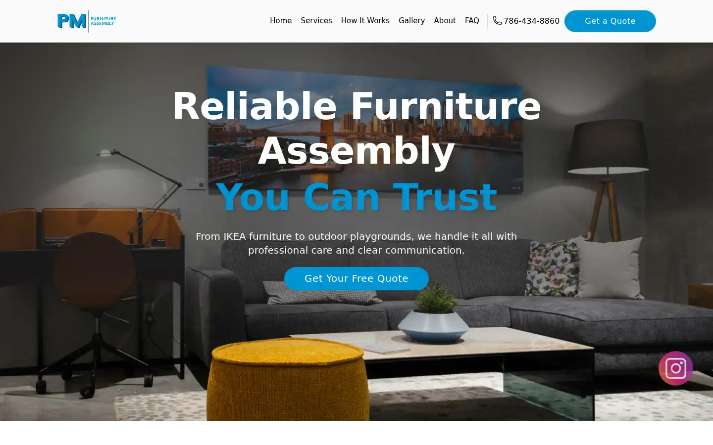 Screenshot of pmfurnitureassembly.com