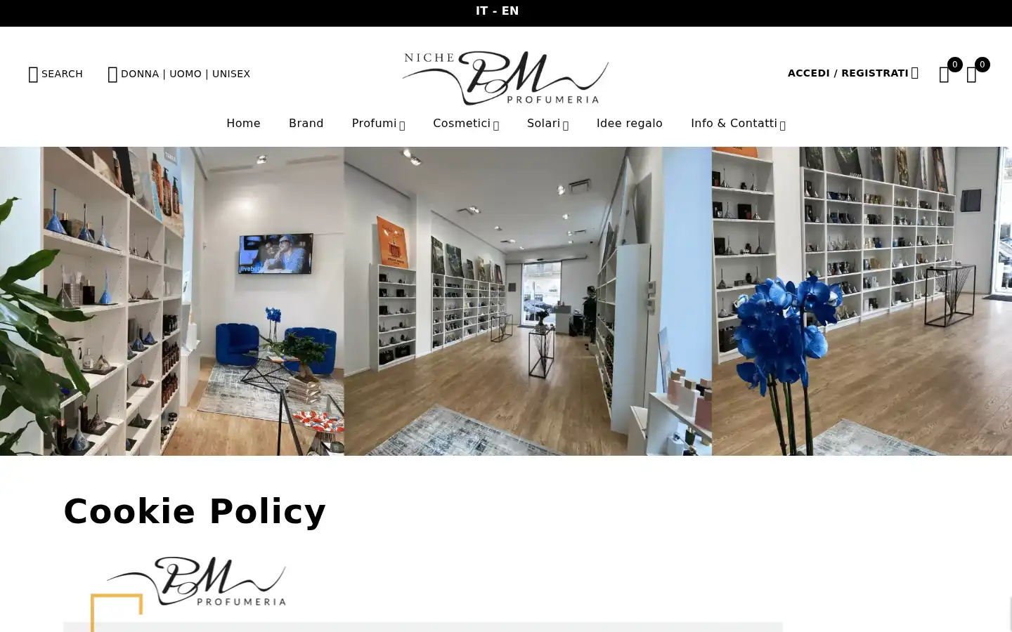 Screenshot of pmprofumeria.it
