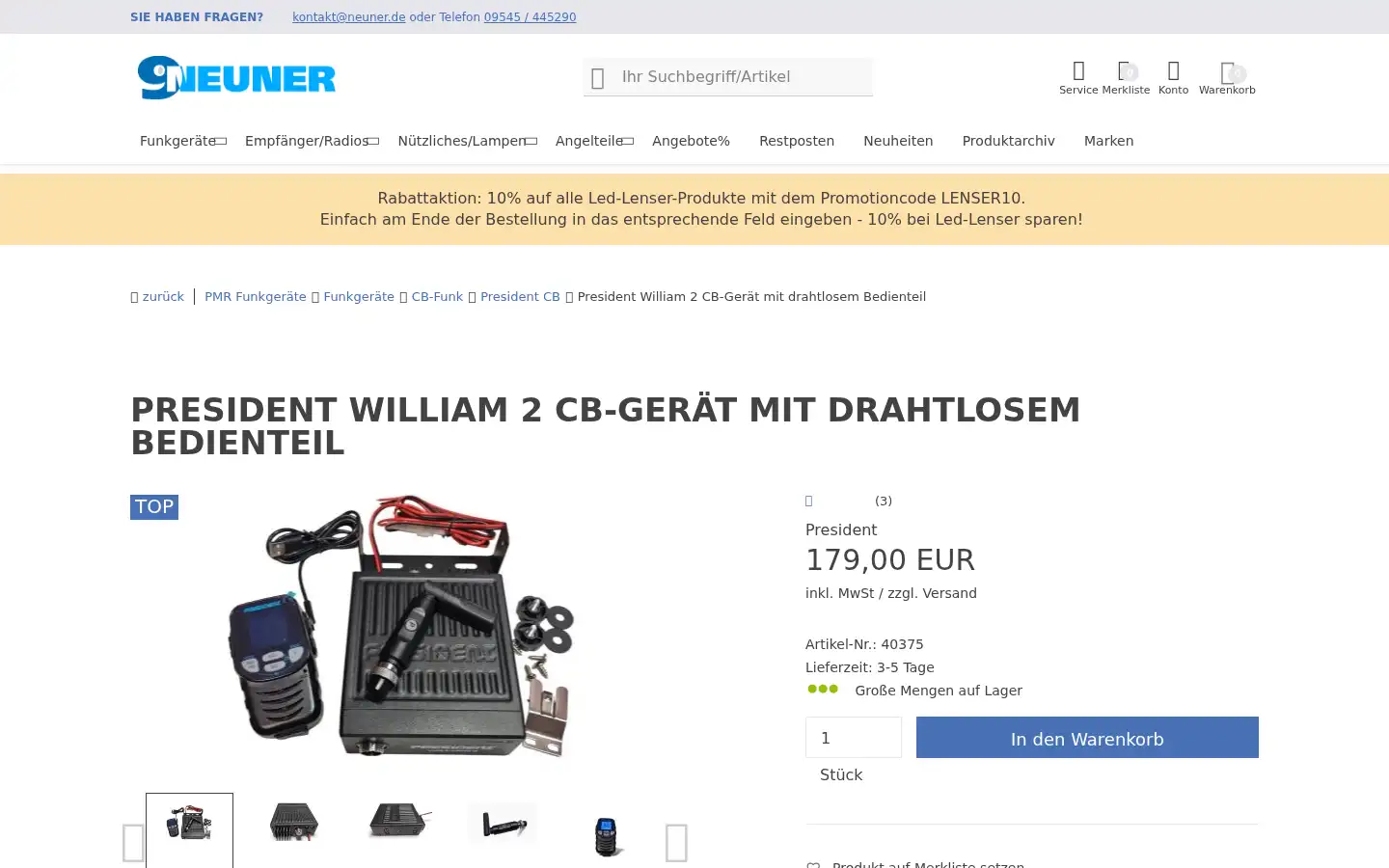 Screenshot of pmr-funkgeraete.de