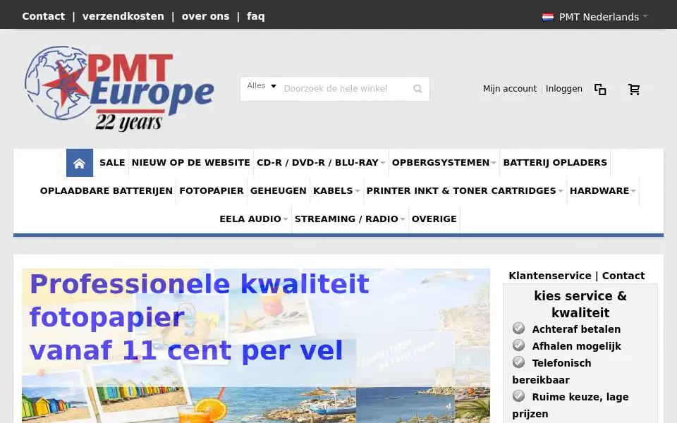 Screenshot of pmteurope.com