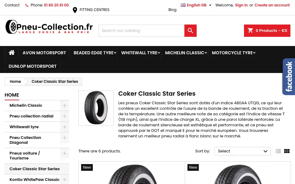 Screenshot of pneu-collection.fr