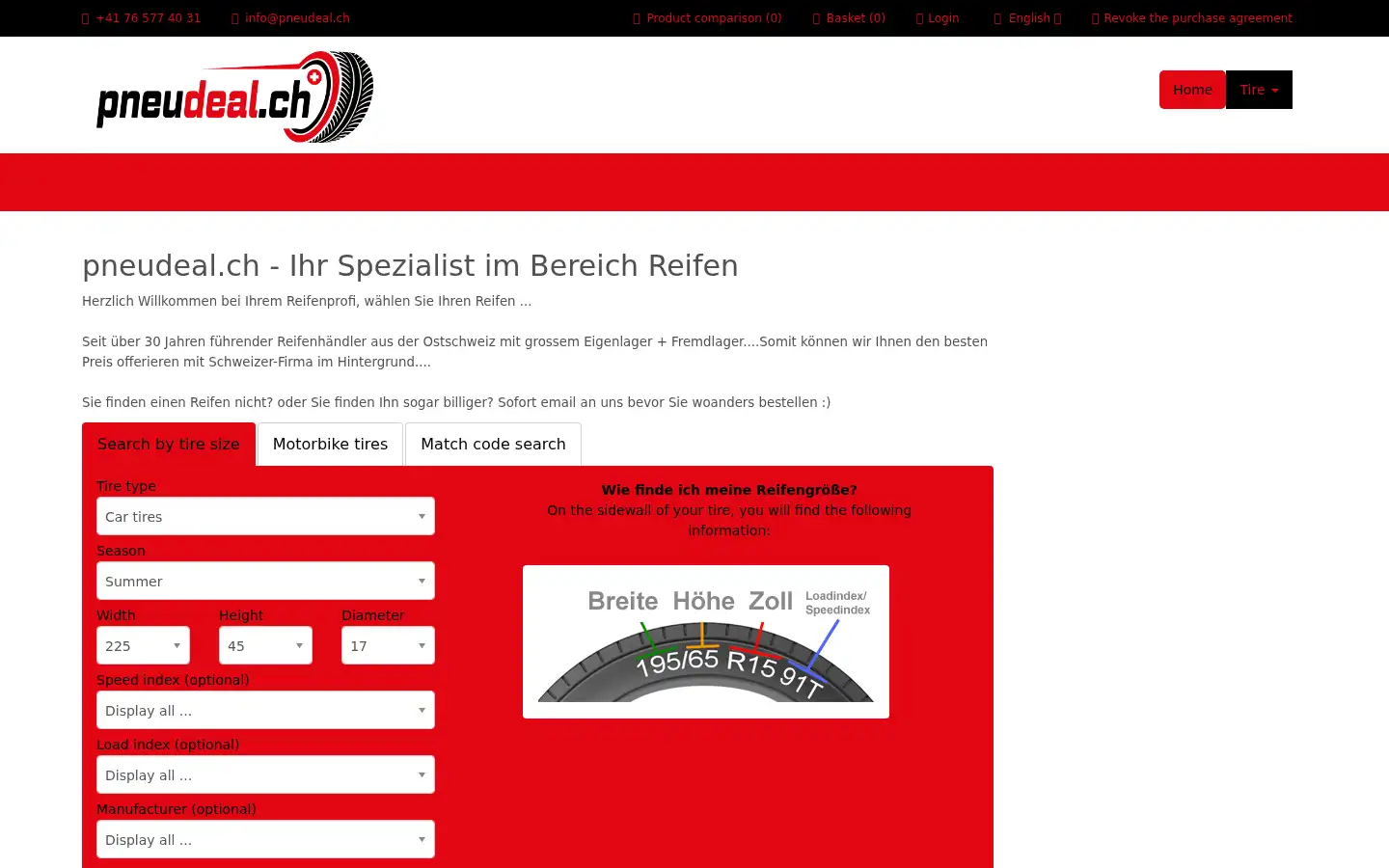Screenshot of pneudeal.ch