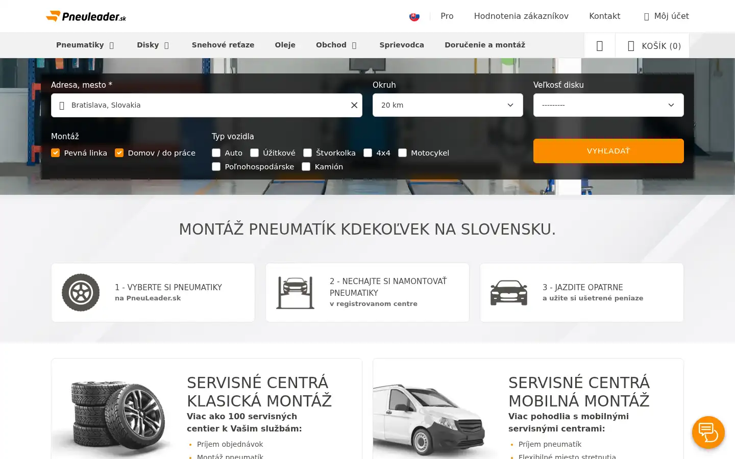 Screenshot of pneuleader.sk