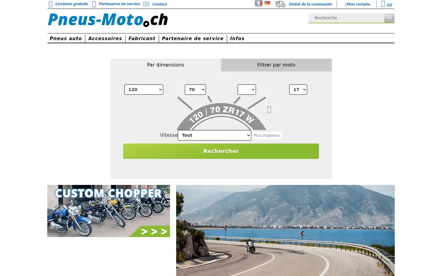 Screenshot of pneus-moto.ch