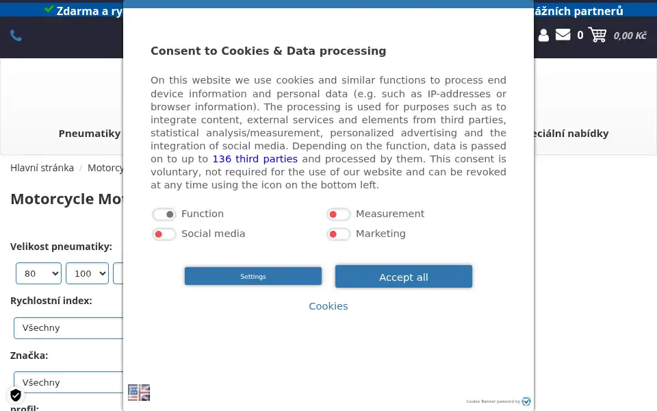 Screenshot of pneushop.cz