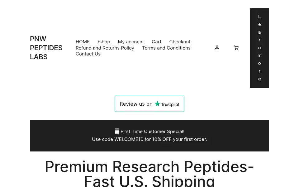 Screenshot of pnwpeptideslabs.com