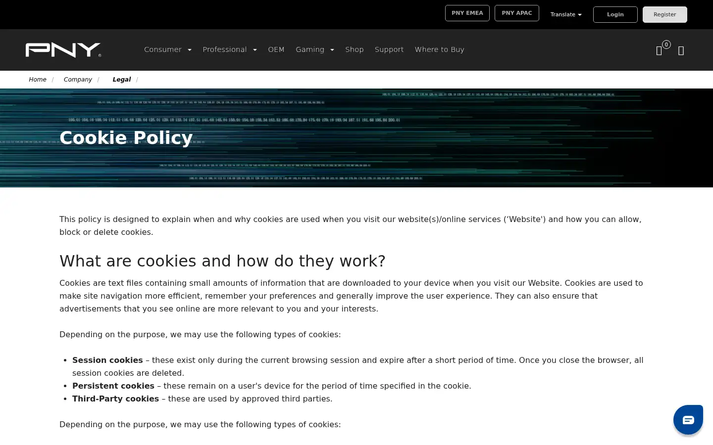 Screenshot of pny.com