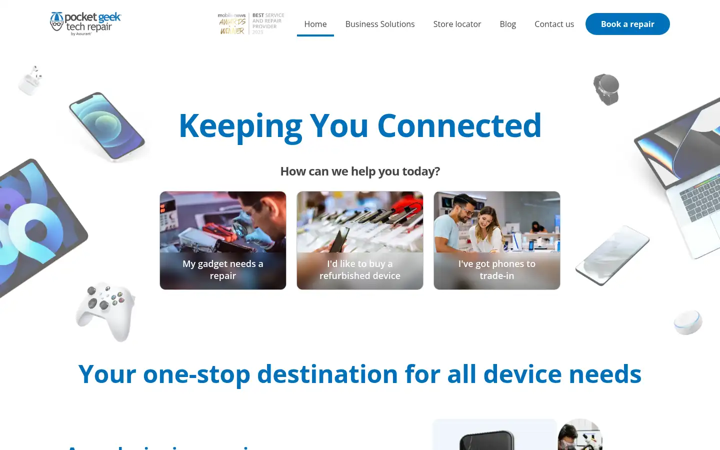 Screenshot of pocketgeektechrepair.co.uk