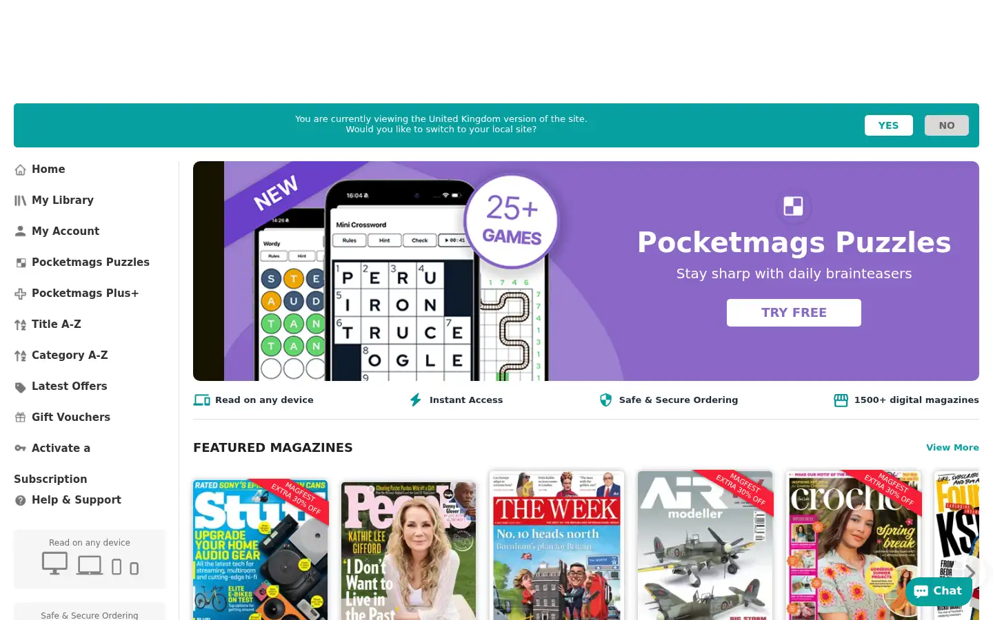 Screenshot of pocketmags.com