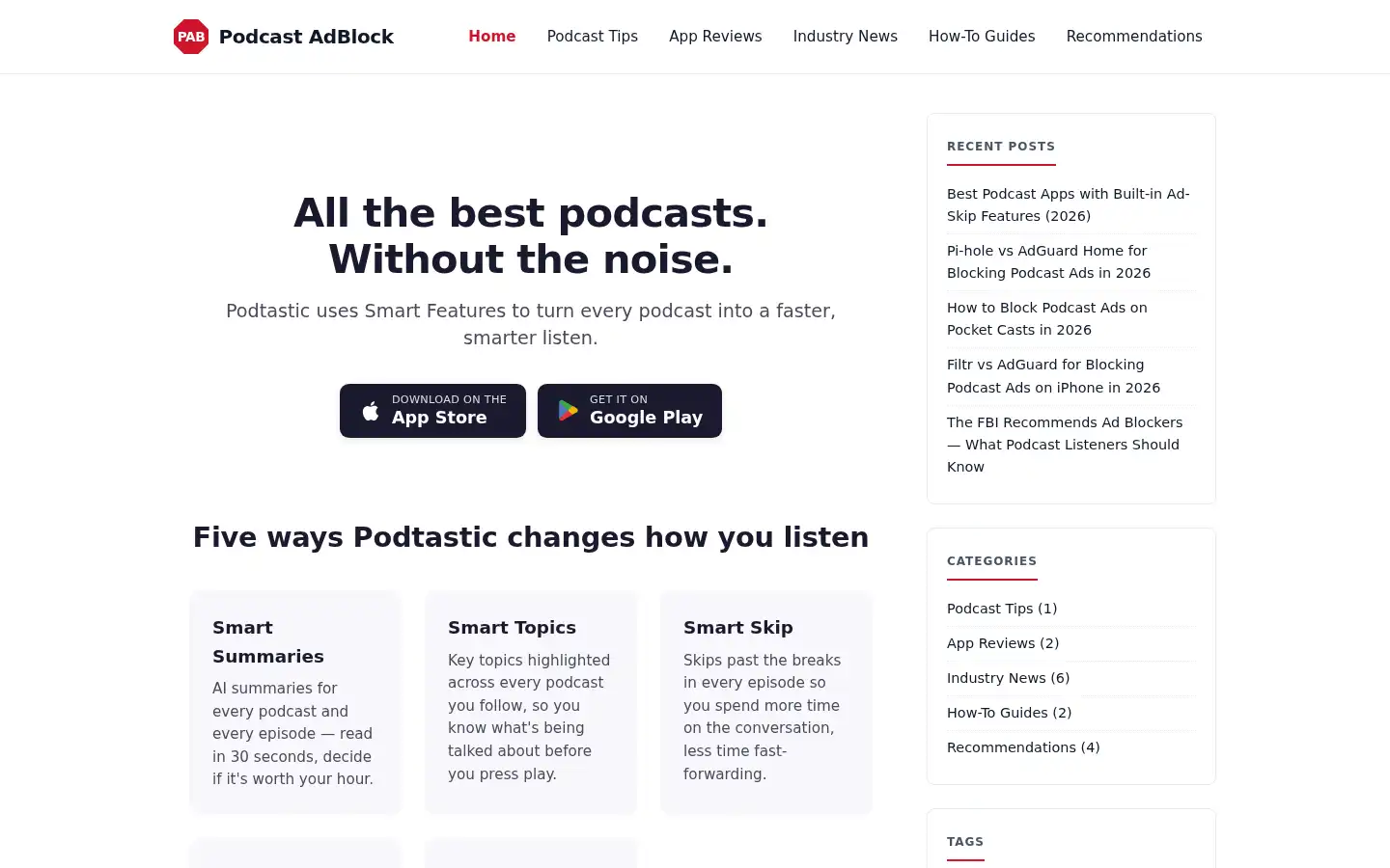 Screenshot of podcastadblock.app