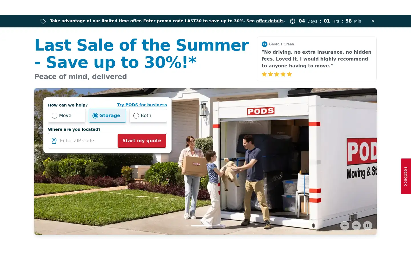Screenshot of pods.com