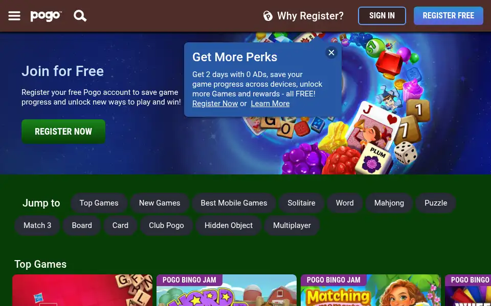 Screenshot of pogo.com