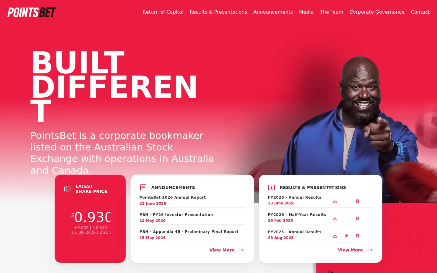 Screenshot of pointsbet.ca