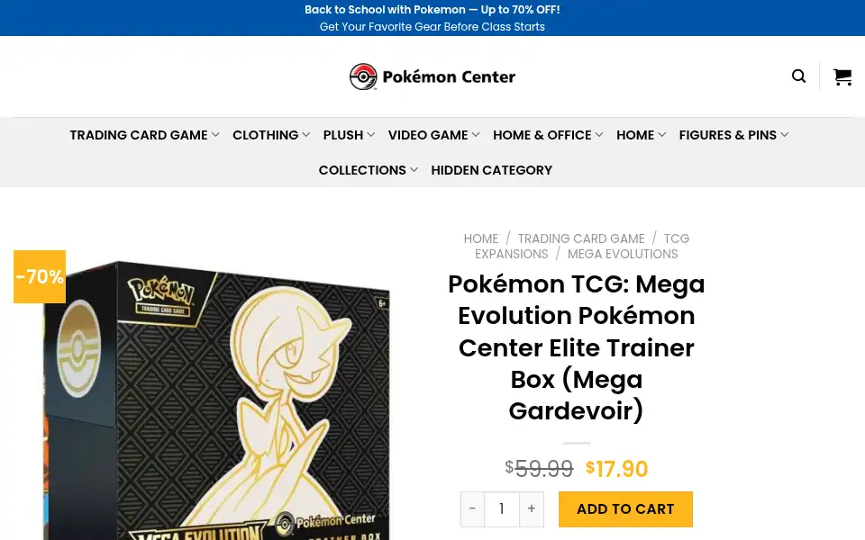 Screenshot of pokemonstore.us.com