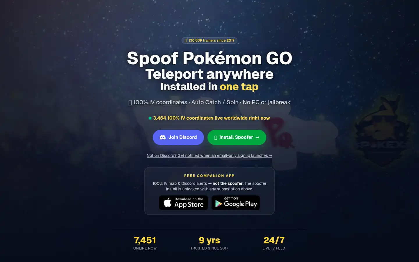 Screenshot of pokexperience.com