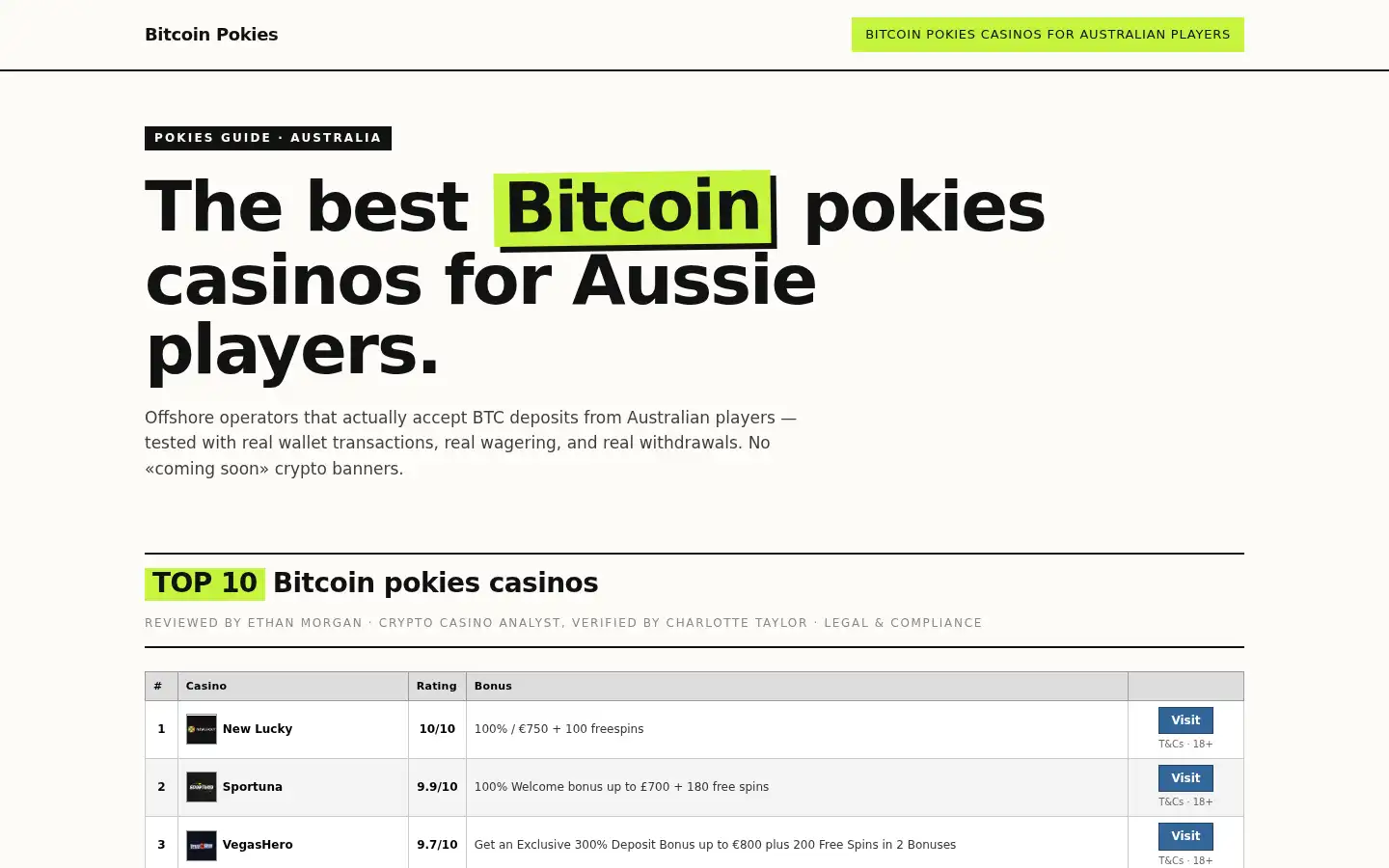 Screenshot of pokiesbitcoin.com