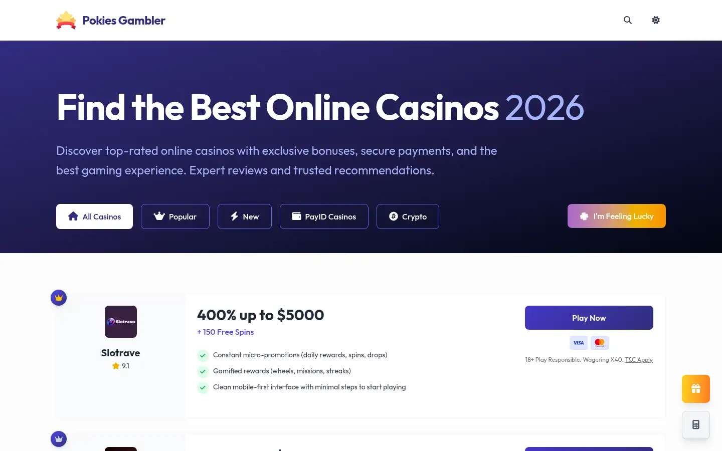 Screenshot of pokiesgambler.com