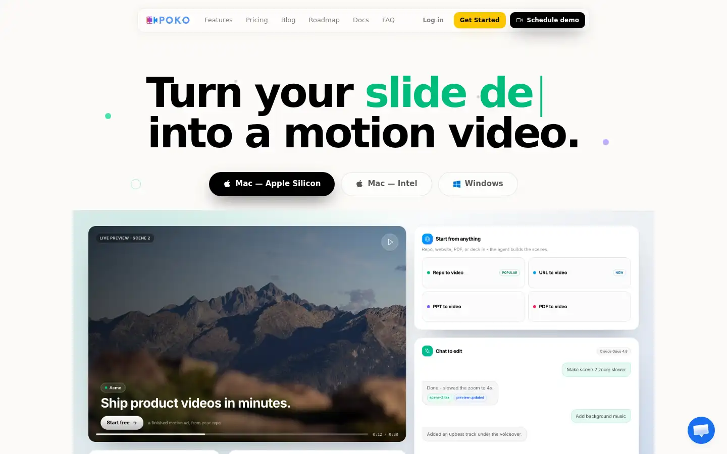 Screenshot of poko.video